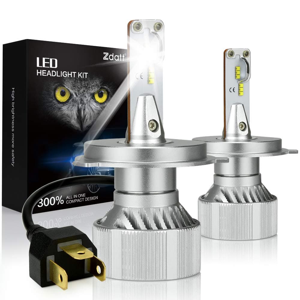 H4 9003 Led Headlight Bulbs High Low Dual Beams 100W ZES Chips 12000LM 6000K White Headlamp Conversion Kit - ZDATT 2 Years Warranty