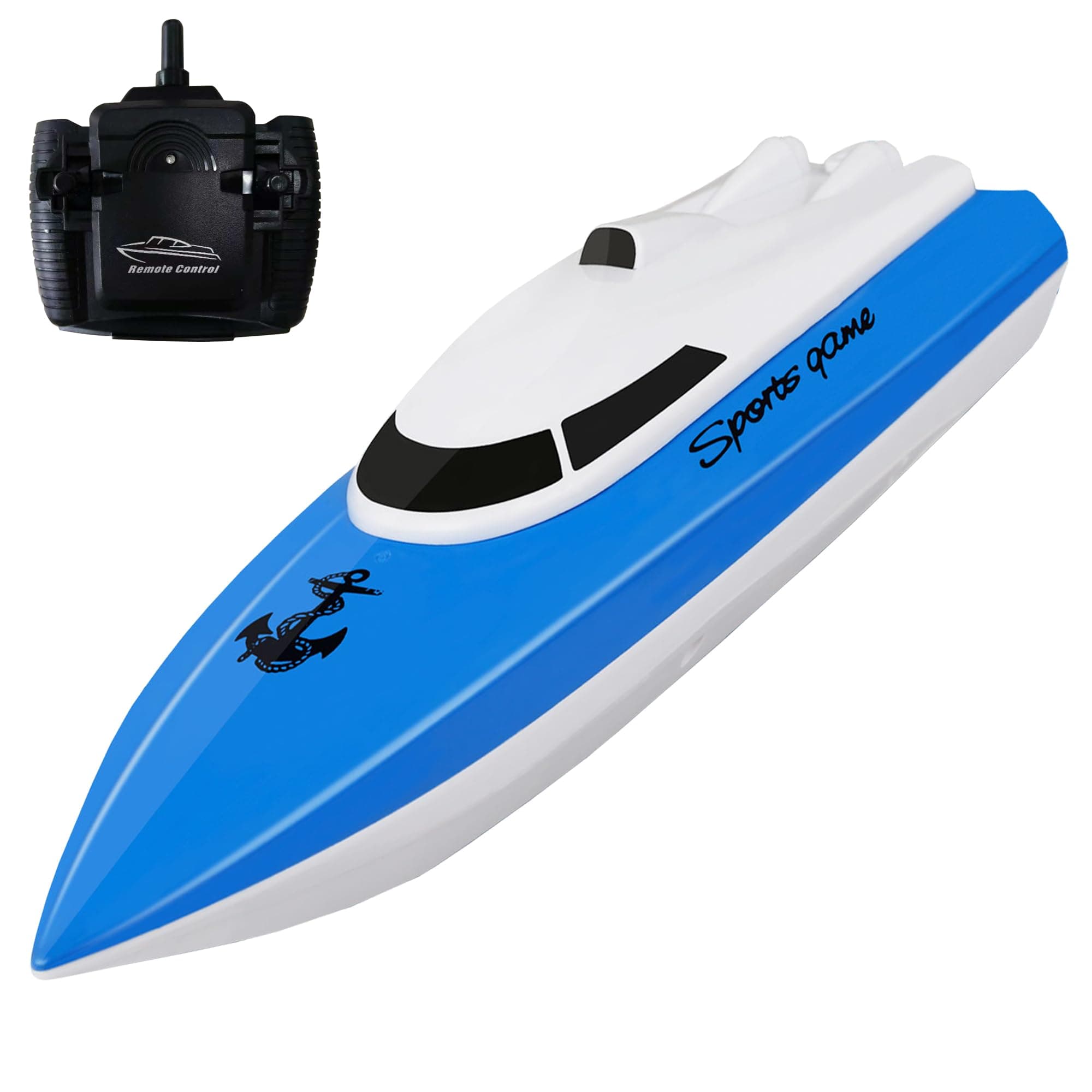 RC Boat, Remote Control Boats for Lake/Pool/Pond, 2.4 GHz High Speed Mini Boats, Outdoor Adventure Electric RC Racing Boat with Rechargeable Battery, Water Play Toy Gift for Boys&Girls-Blue