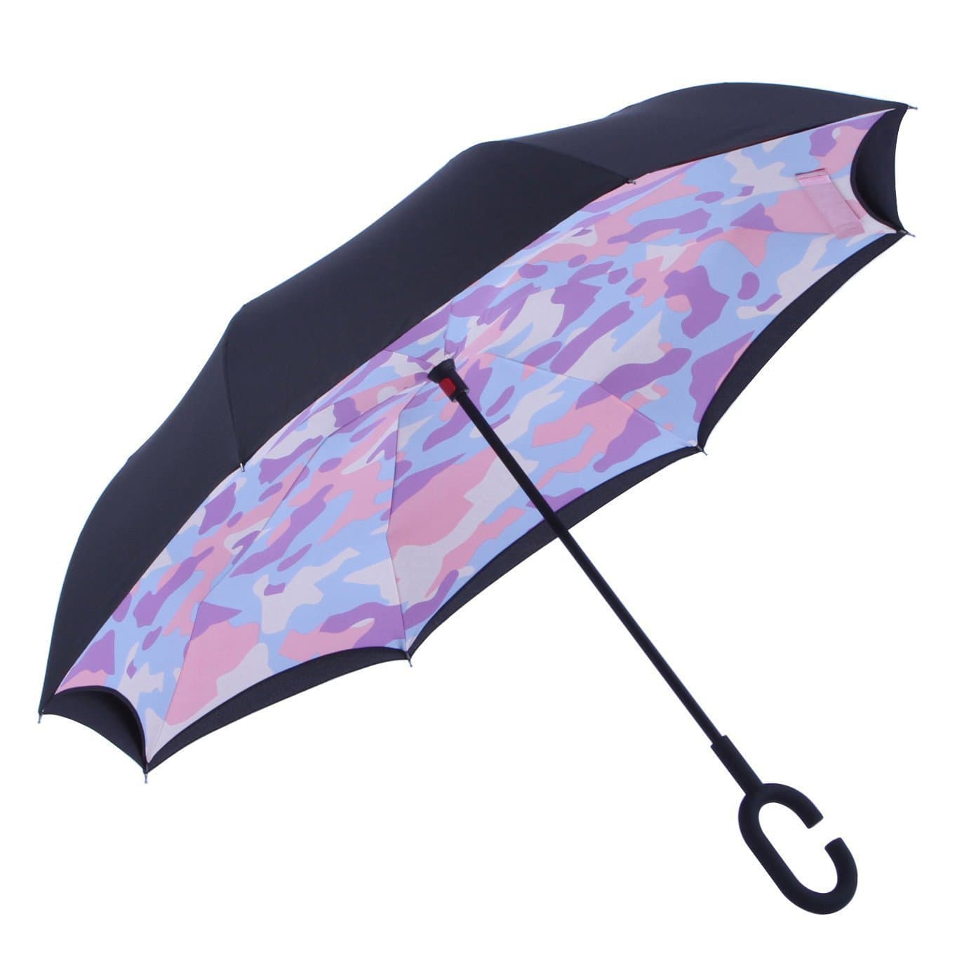 Silkclo Windproof Reverse Folding Double Layer Inverted Umbrella and Self Standing Inside Out Rain Protection Umbrella with C-shaped Hands Free Handle, Best Compact Travel Umbrella (Colorful)