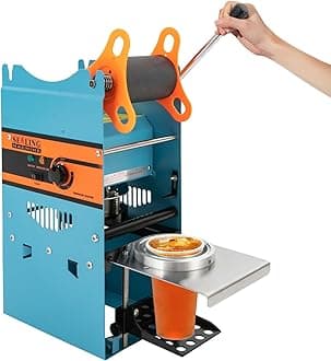 Manual Cup Sealing Machine, 170mm Tall φ90mm/95mm Cup Sealer, for Bubble Boba Milk Tea Cup (BLUE)