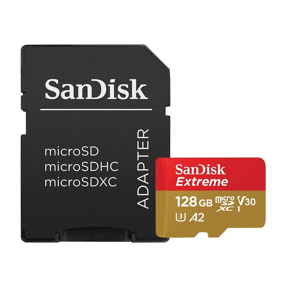 128GB Extreme microSDXC UHS-I Memory Card with Adapter - Up to 160MB/s, C10, U3, V30, 4K, A2, Micro SD - SDSQXA1-128G-GN6MA