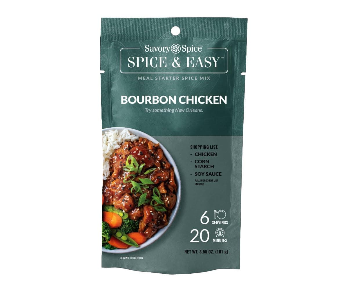 Bourbon Chicken Spice & Easy (3.55 oz) - Sticky-Sweet Bourbon Chicken Seasoning Mix & Marinade Meal Starter for Homemade Takeout