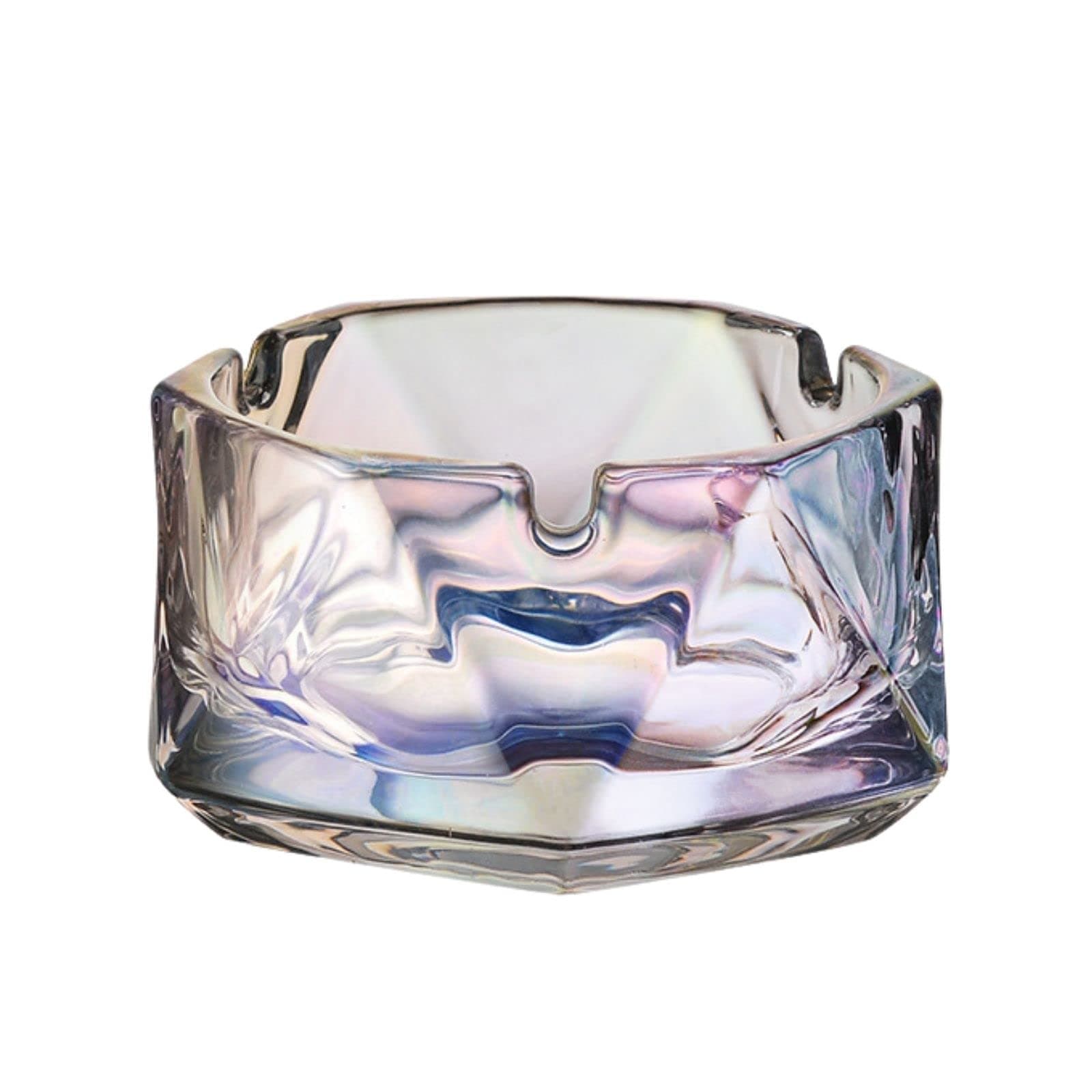 Glass Ashtray for Cigarettes, Tabletop Ashtray and Modern Decoration, Hexagonal Shape Multicolored Tabletop Decoration