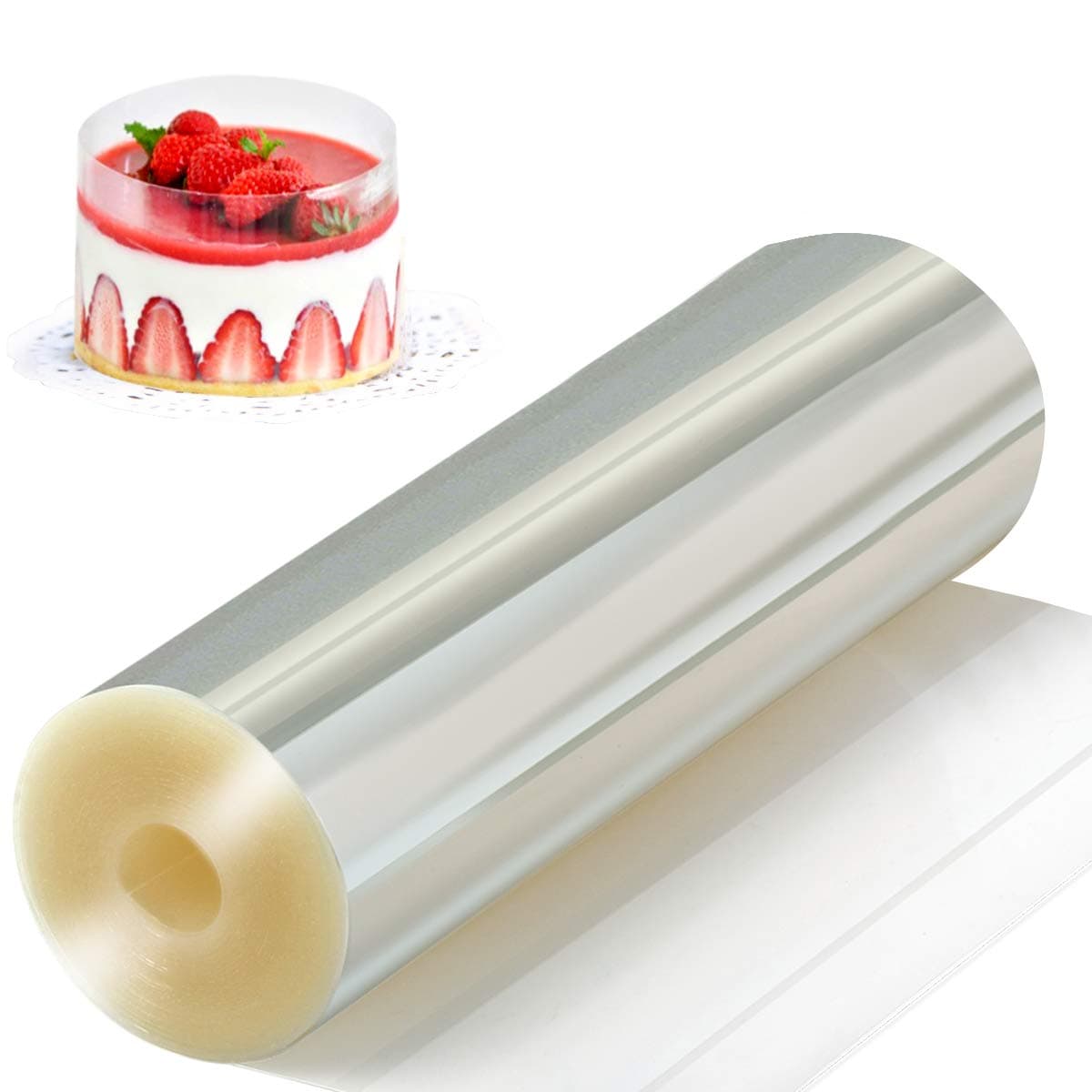Amytalk Cake Collars 6.3 x 394inch, Acetate Rolls, Clear Cake Strips, Transparent Cake Rolls, Mousse Cake Acetate Sheets for Chocolate Mousse Baking, Cake Decorating