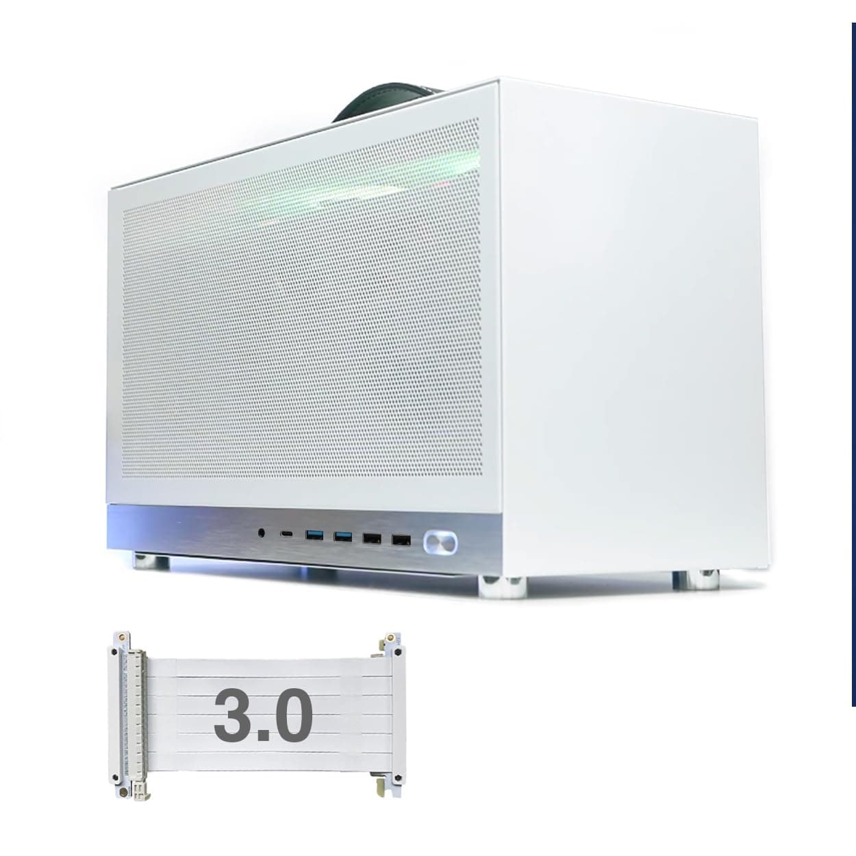 MiniNeo S400 10.8L Portable Mini-ITX Computer Case w/PCIe 4.0 Cable, Advanced Vented Panel, Front Type-C USB3.0 Ports, Fit Triple Slot GPU, SFF Small Form Factor PC Chassis (White v2)