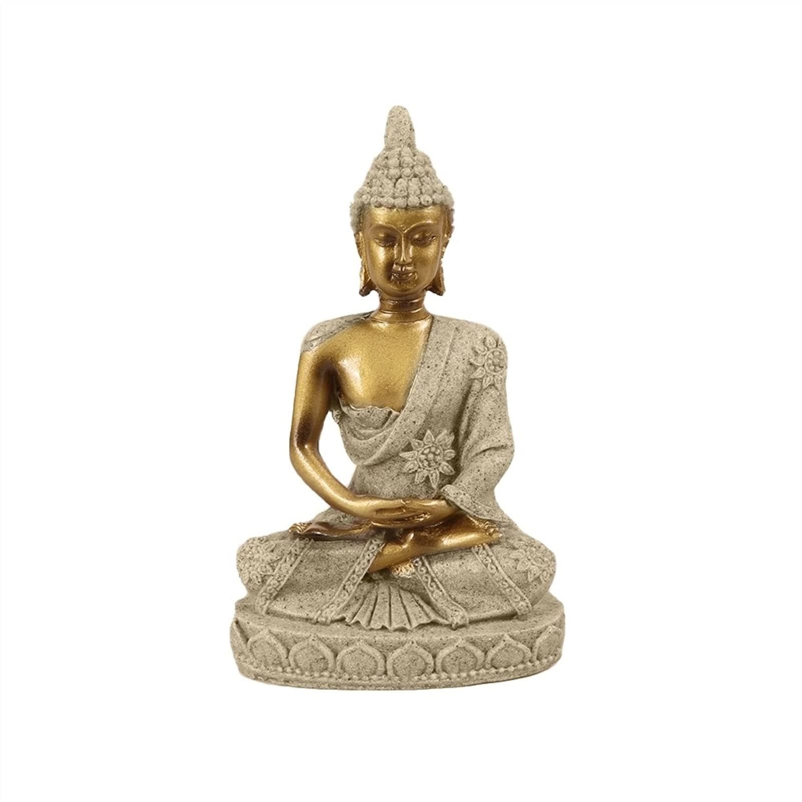 Buddha statue 10 Styles Gold Mini Sandstone Buddha Statue Statue In Thailand Home Fengshui Decoration Office Fish Tank Ornament Buddha sculpture Buddha figures (Color : G5)