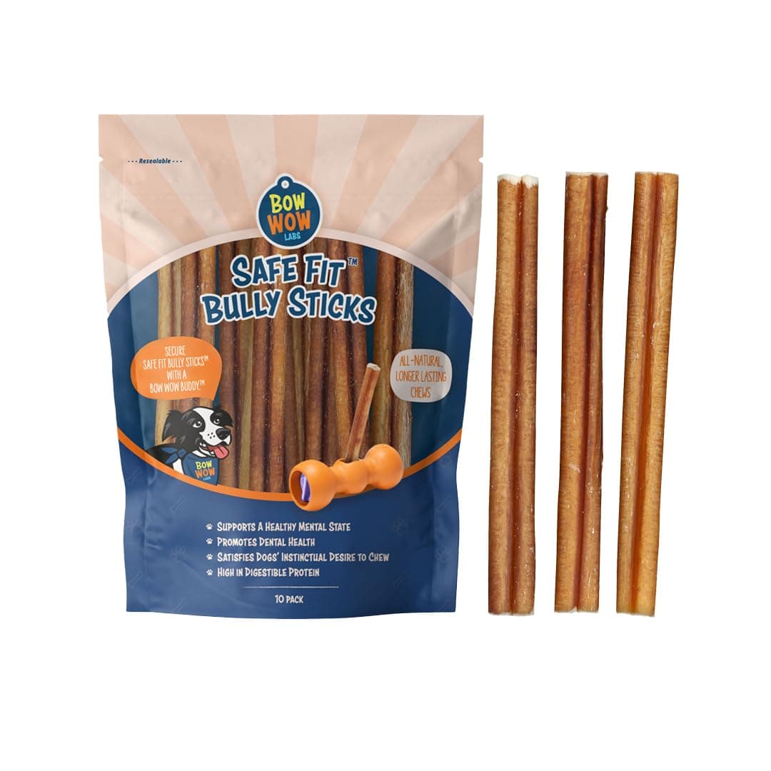 6" Bully Sticks for Dogs | 100% All Natural, Grass-Fed, Free-Range Beef | Low Odor | Long Lasting Chews | SafeFit | 10 Pack (Midsize)