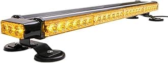 26.5" Amber Yellow 54 LED Light Bar Double Side Emergency Warning Flash Strobe Light Traffic Advisor with Magnetic Base (26.5" 54LED, Amber/Yellow)