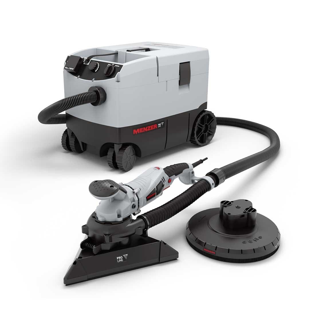 Wall Sander MENZER TSW 225 PRO + professional Vacuum Cleaner / interchangeable head system / manufacturer’s warranty & abrasives – 110 V