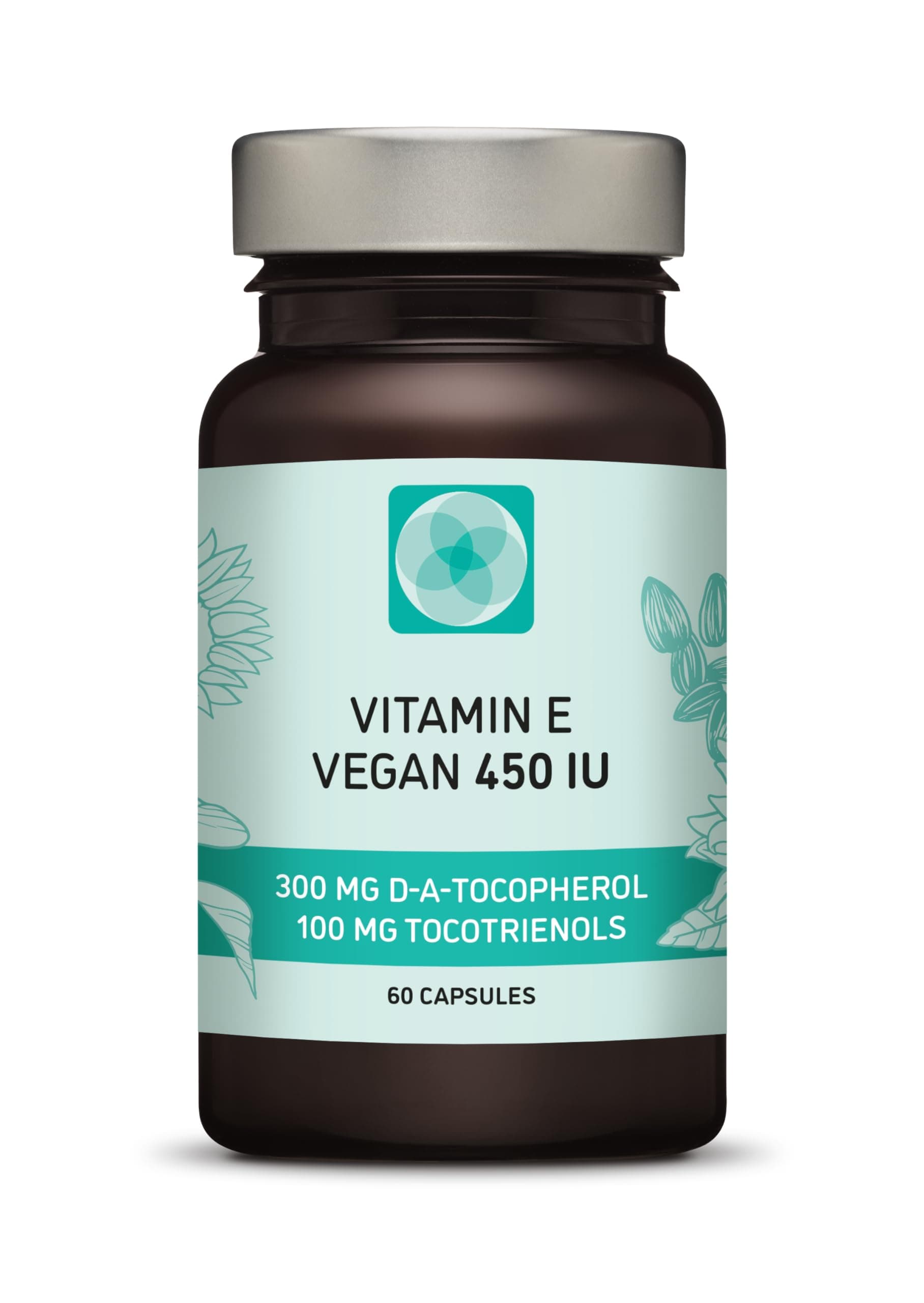 Vitamin E 450 IU 400mg Tocopherol + Tocotrienol Vitamin E Vegan - Alpha Tocopherol + All 4 Tocotrienols – Alpha Tocotrienol + Beta Tocotrienol + Delta Tocotrienol and Gamma Tocotrienol