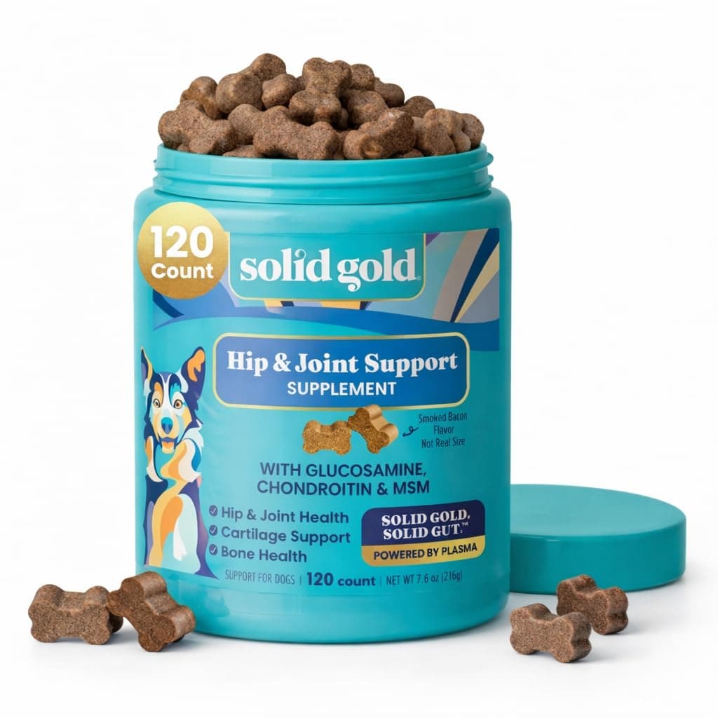 Solid Gold Glucosamine for Dogs Hip and Joint Supplement - Glucosamine Chondroitin MSM for Dog Pain Relief - Leaps & Hounds Chews for Dog Arthritis Pain Relief & Overall Mobility - 120 Soft Chews