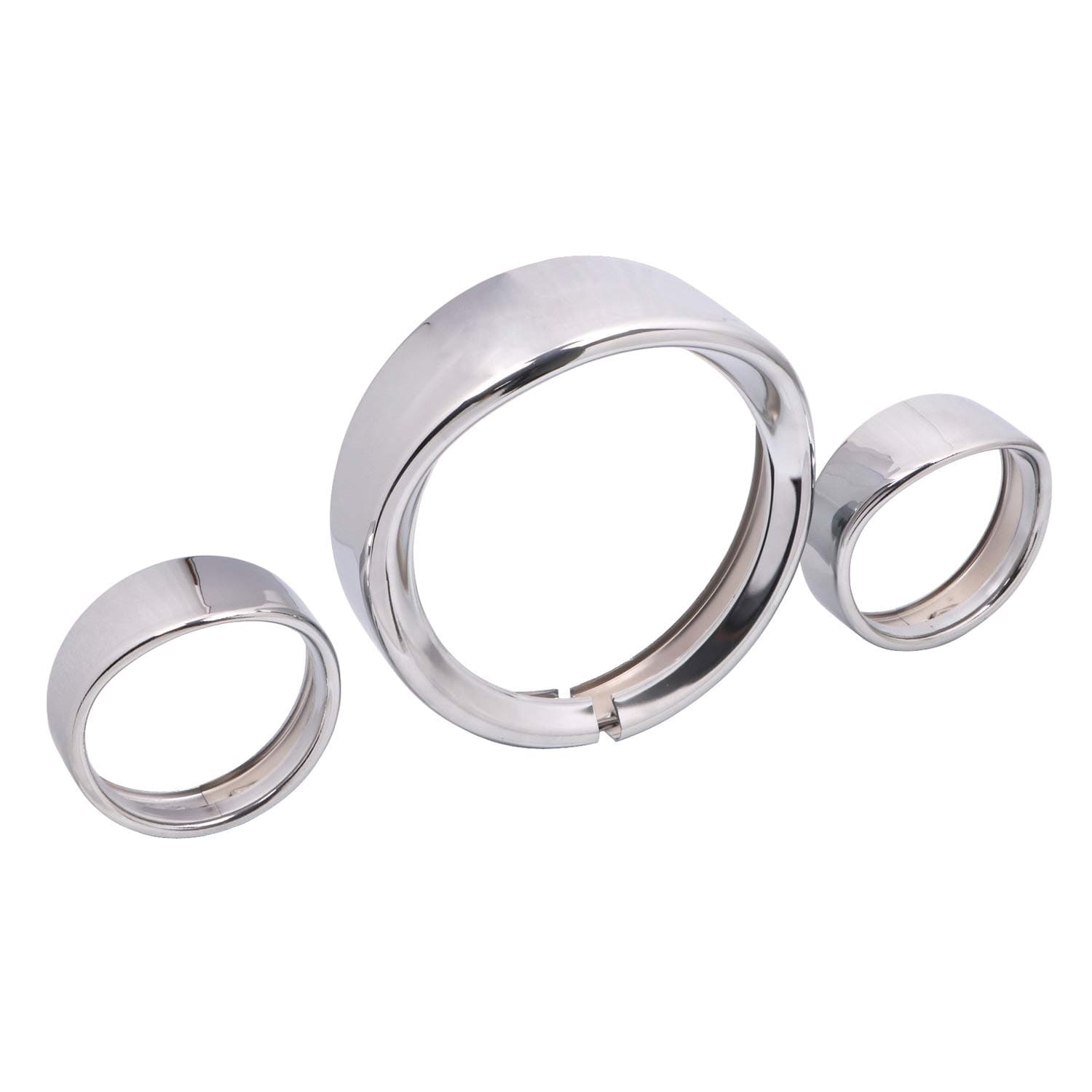 Chrome 4.5" Auxiliary Lamps Trim Ring + 7" Headlight Cover Visor Ring for Harley