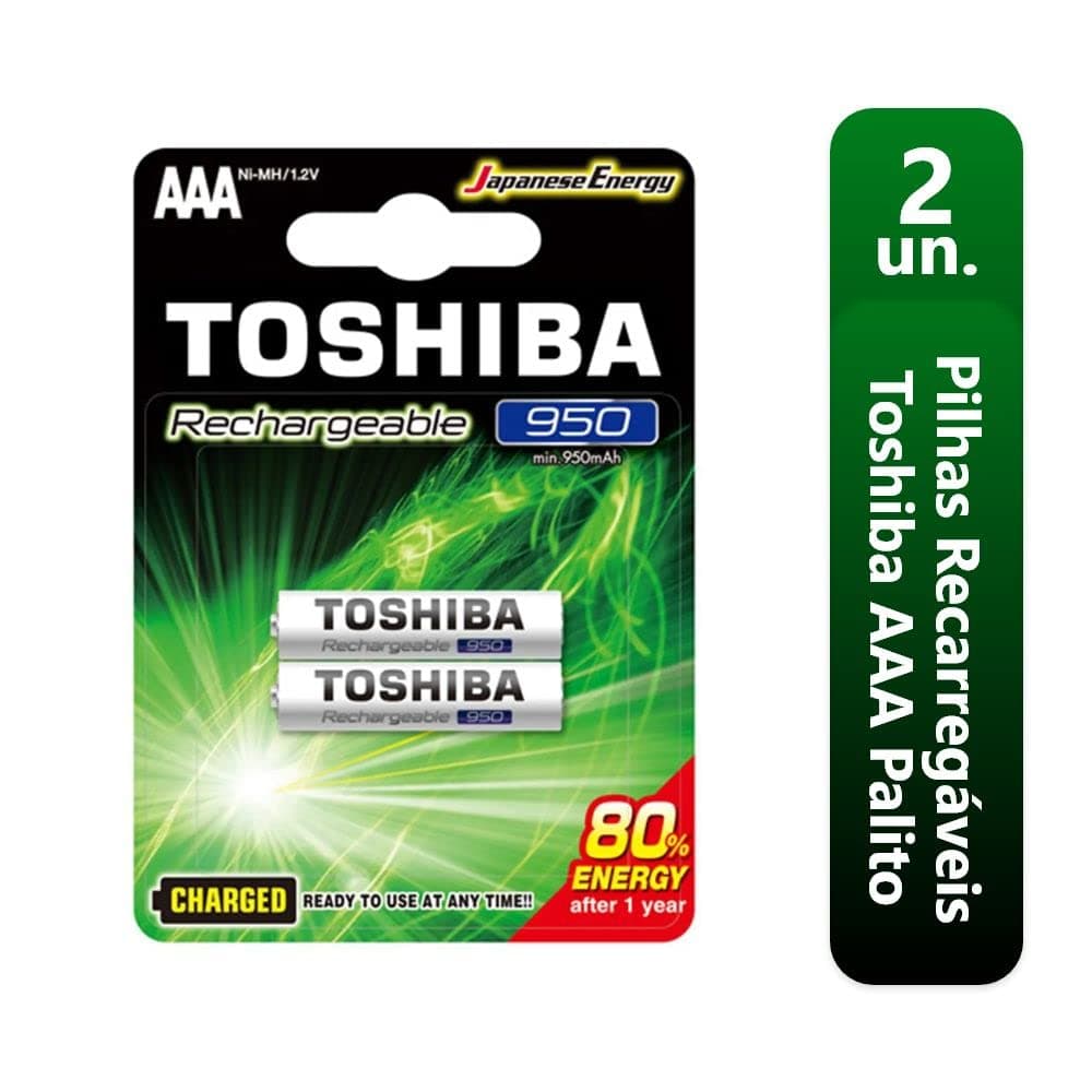 Toshiba 950 mAh BP-2C AAA Ni-MH Rechargeable Battery 2-Pieces, White