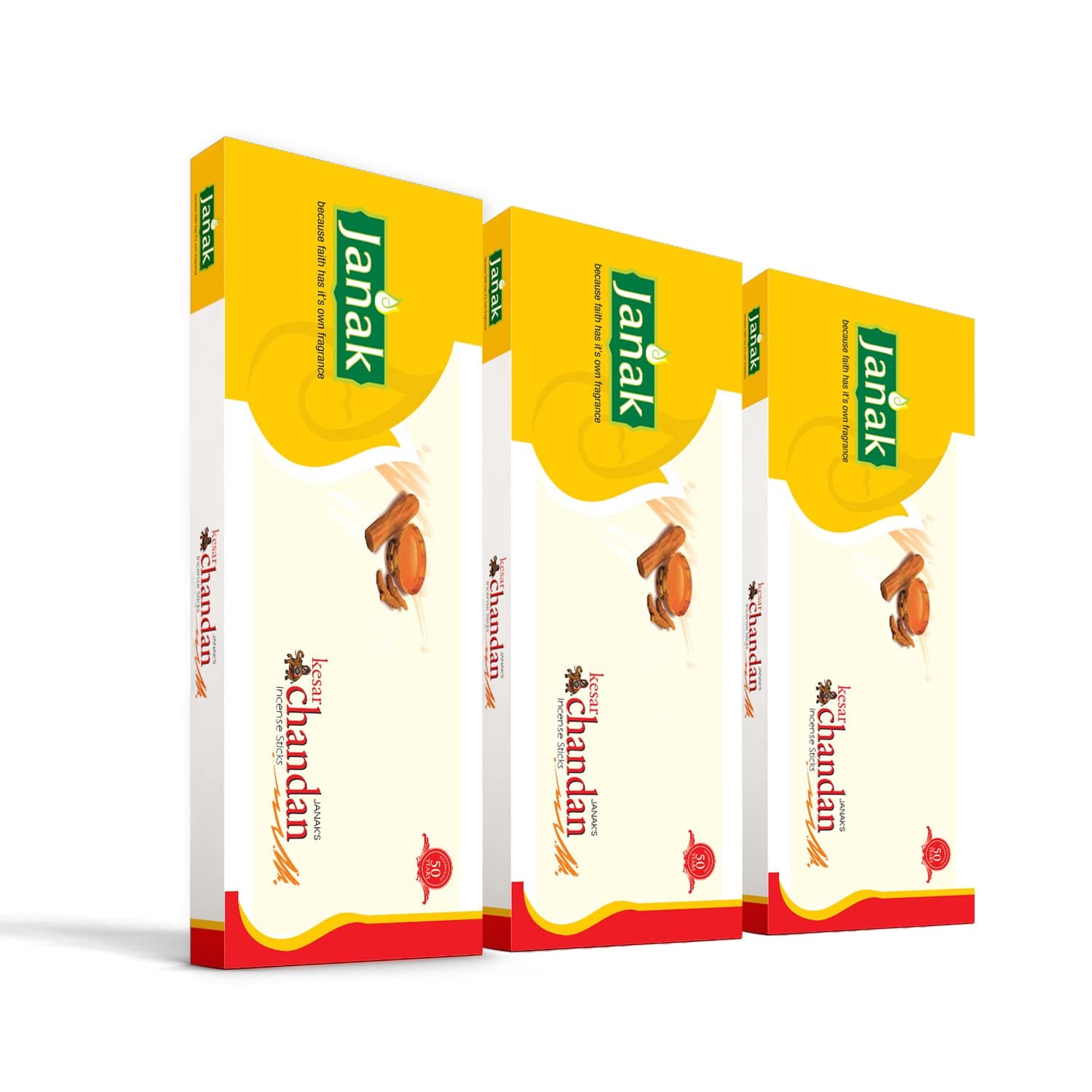 Janak Keshar Chandan Incense Sticks Containing Natural Extracts, Low Smoke, Long-Lasting, Masala Agarbatti Made with Wood Powder. (100gm Pack of 3)