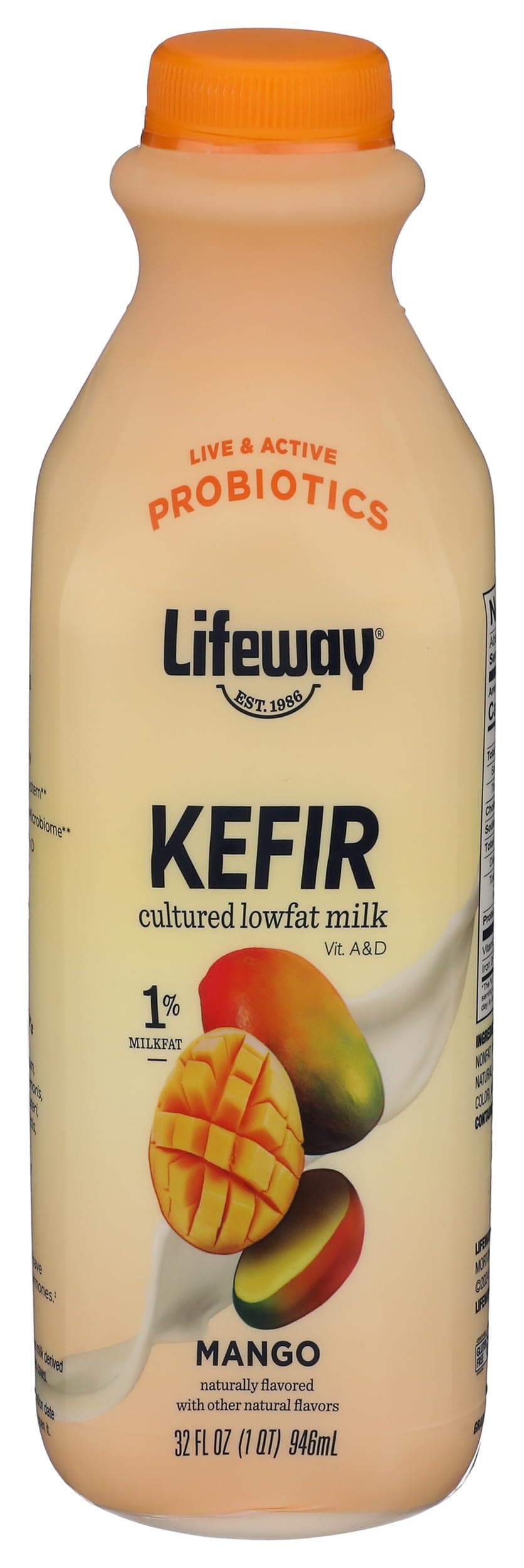 Lifeway Lowfat Kefir, Mango, 32 Ounce, 11g Protein, 12 Live Active Cultures