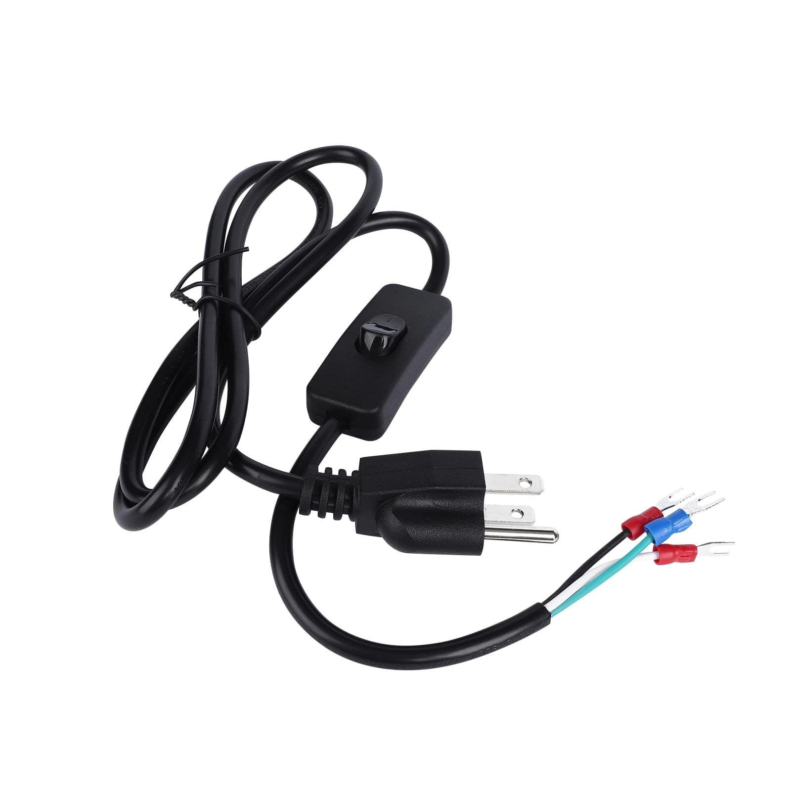 4FT Power Cable 3 Prong Grounding Plug, AC Power Cord Extension Cord with Switch On/Off and Fork Terminal Connectors, AC/DC Adapter 18 AWG for Electrical Testing, AC to DC Converter 110V to 12V