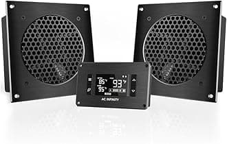 AC Infinity AIRPLATE T8, Quiet Cooling Dual-Fan System 6" with Thermostat Control, for Home Theater AV Cabinets