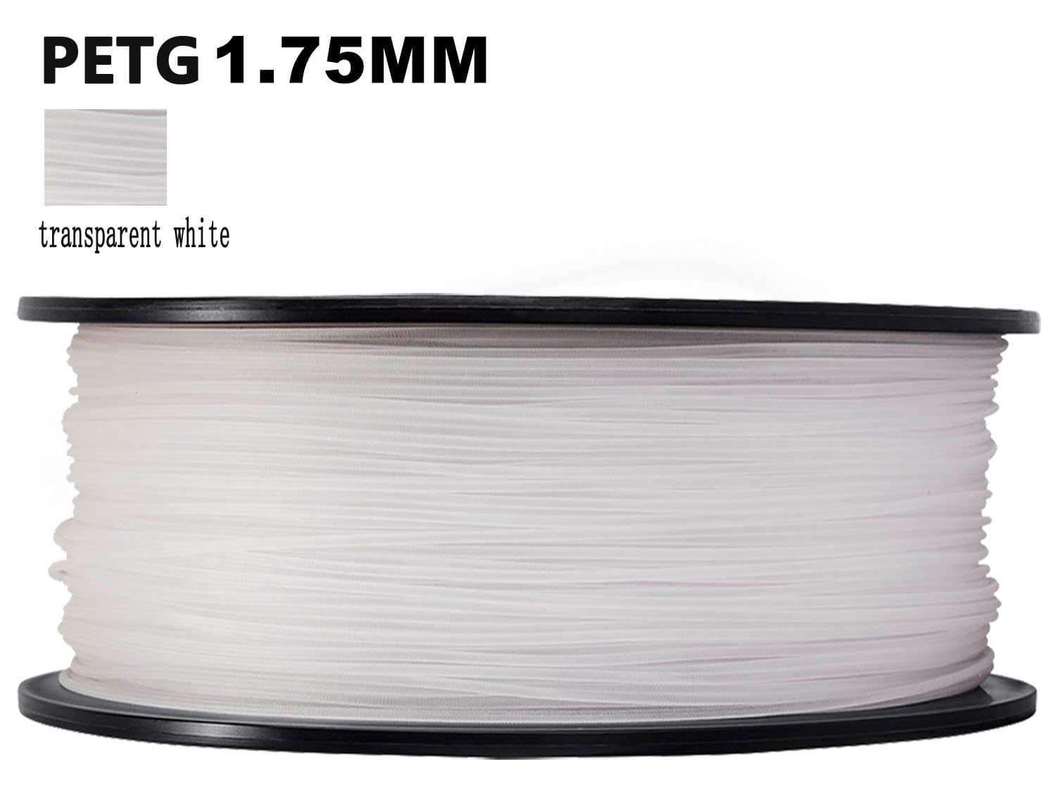 DANITI Tech 3D Printer PETG Filament,1.75mm Dimensional Accuracy +/- 0.05 mm, 1kg/2.2lbs Spool for 3D Printers- (Transparent White)