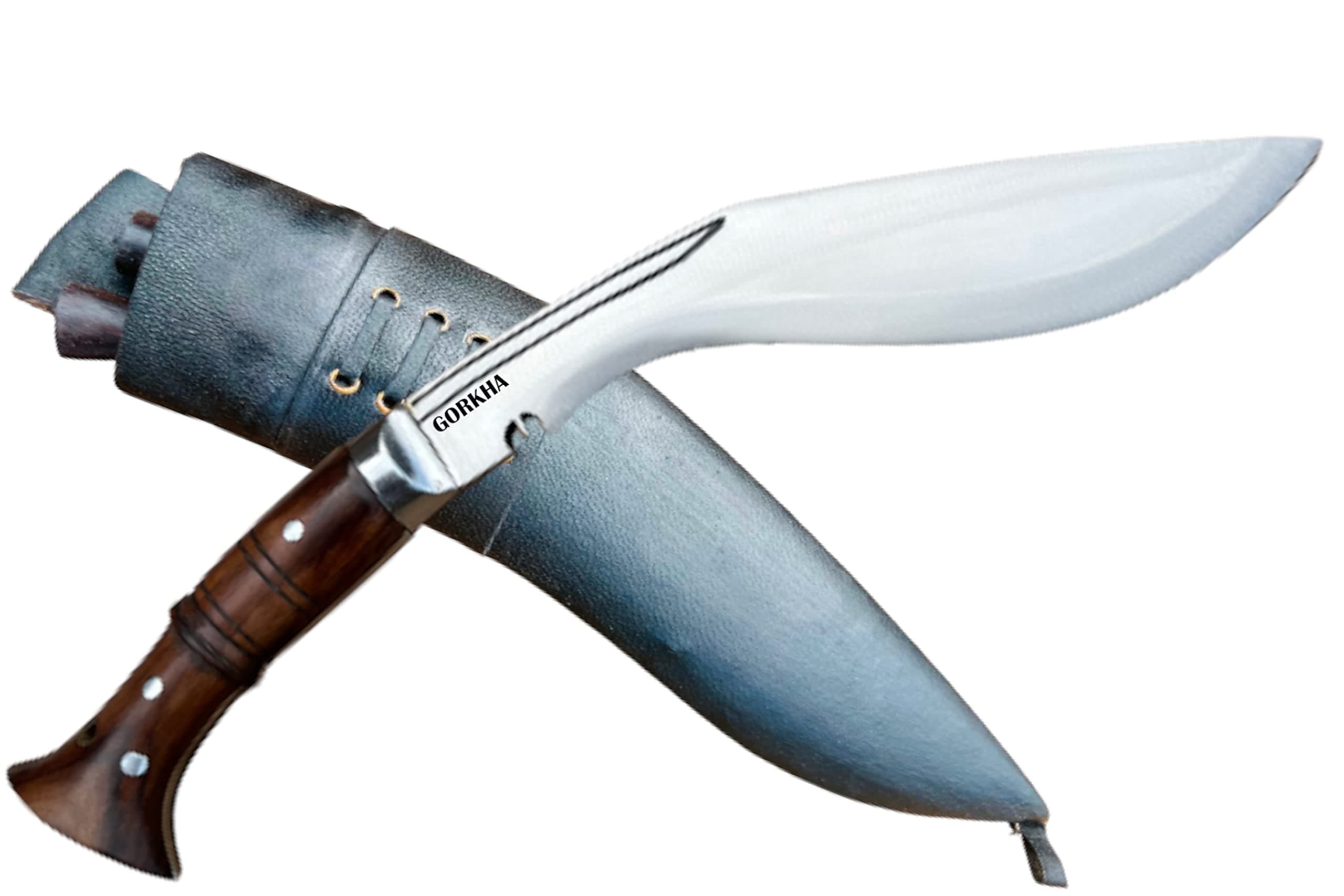 Gurkha World War I Kukri Knife Fixed Blade 8 IN WWI Historical Kukri Knife Panawal full Tang 14 Inch Bush Craft Khukuri Knife With Black Leather Sheath & 2 Small Knives - Handmade In Nepal