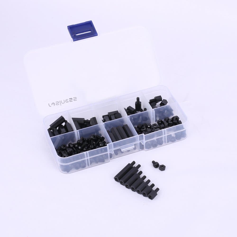 Rosiness 180Pcs M3 Nylon Hex Spacers Screw Nut Stand-off Plastic Accessories