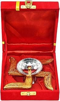 Saugat Traders Diwali Corporate Gift - Swastik Diya with Velvet Gift Box for Client, Office Employees, Friends Home Decor - Spiritual Return Gift Set