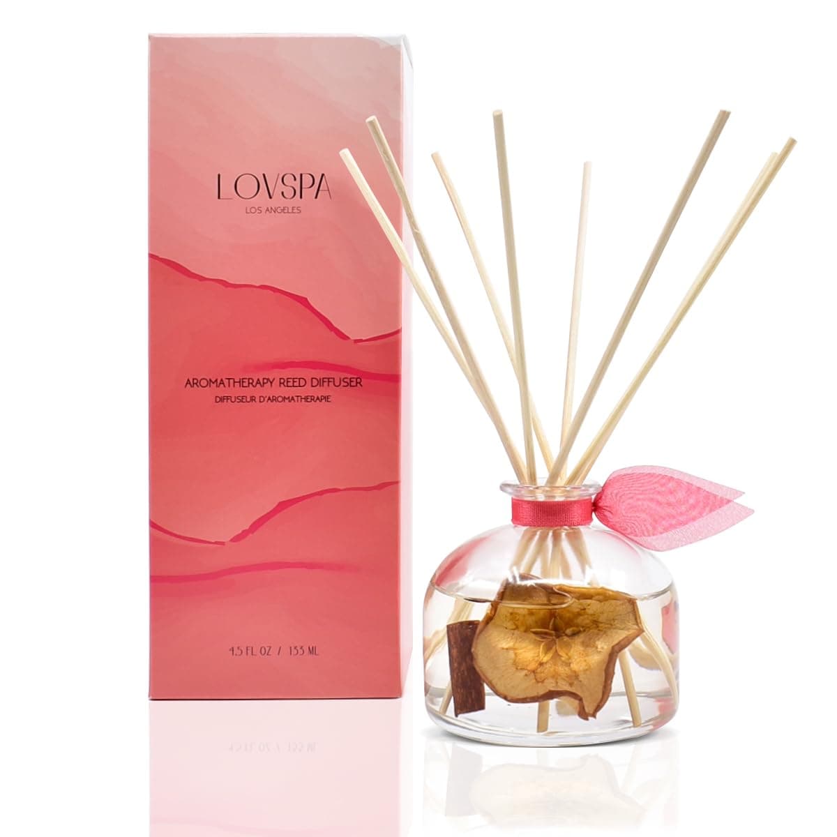 LOVSPA Spicy Apple Cinnamon Reed Diffuser Gift Set | Clarity | Macintosh Apple, Cinnamon, Clove Bud & Vanilla Scented Room Fragrance | Decorative Room Freshener