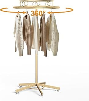 Round Clothes Rack, Floor Standing Rotatable Clothing Rack, Portable Retail Display Stand for Hanging Clothes Bedrooms Boutiques Commercial Shop Laundry Room