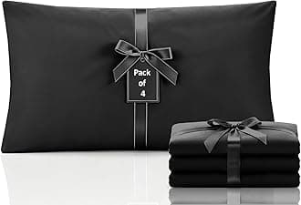 Moonlight Bedding Pillow Cases 4 Pack –Black Pillowcases Envelope Closure Super Soft Brushed Microfiber Standard House Wife Pillow Covers, (50 X 75 CM)