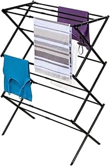 BLACK+DECKER Laundry Organization Expandable/Collapsible Clothes Drying Rack. Essential for Camping/Trailers or Anywhere You Air Dry Laundry. Oversized for Multiple Garments, (Black)