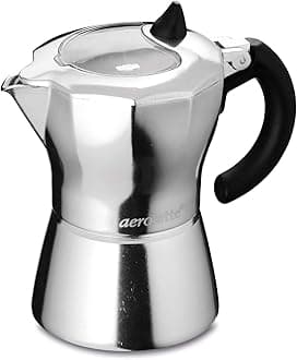 aerolatte6-Cup MokaVista/Stovetop Espresso Maker, Silver, 6-Cup/330 ml