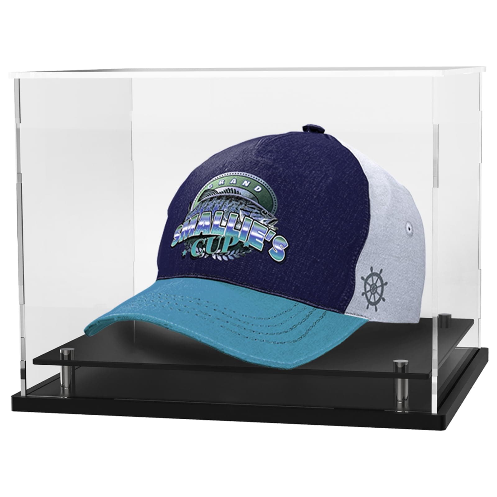 WANLIAN Clear hat Display case for Baseball,Acrylic Cap Holder Stand for Baseball, Football or Snapback Caps,Mini Helmet.Baseball Cap Display case with Metal feet Base