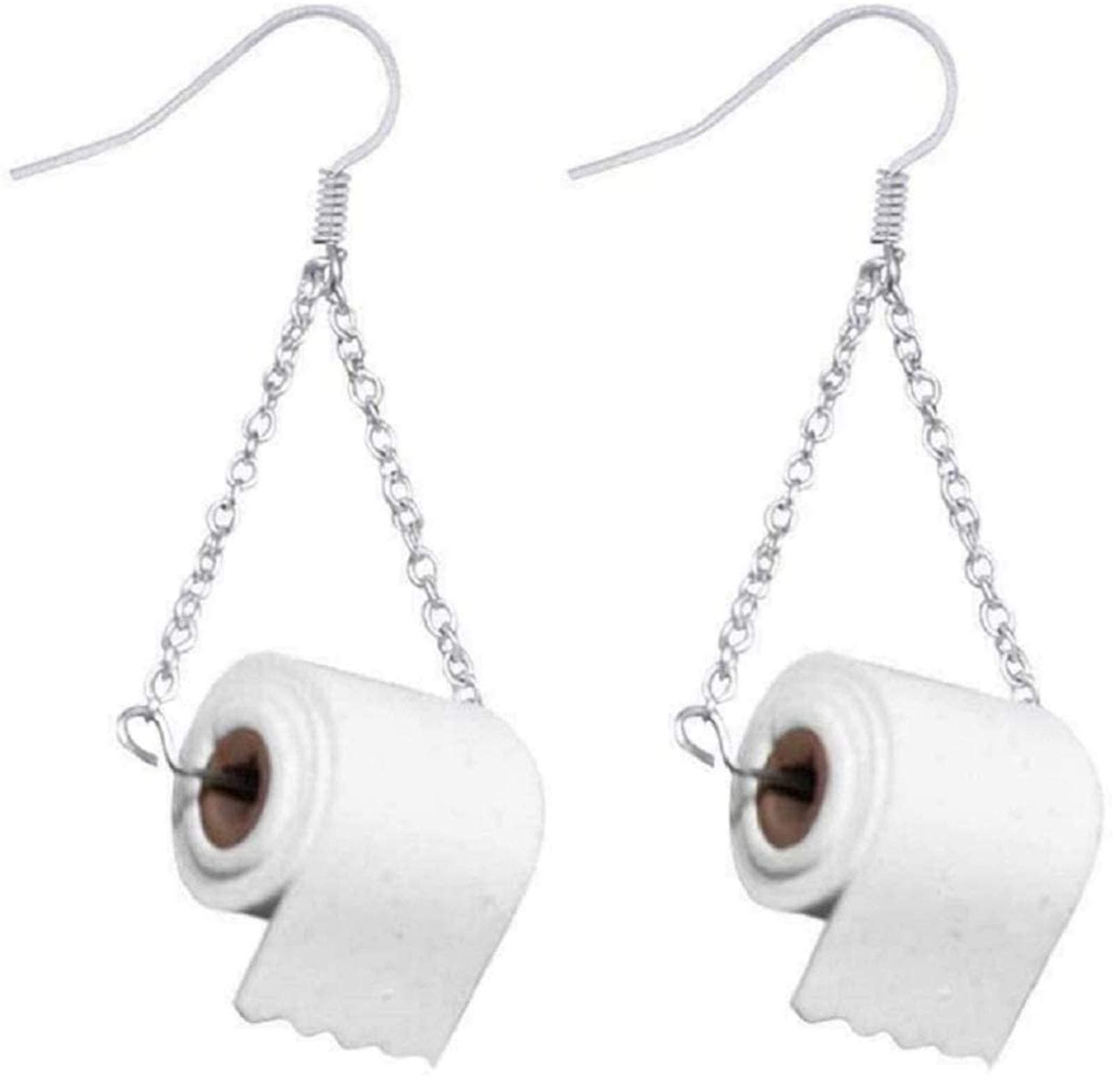 Sterling Silver Toilet Paper Roll Earrings Hook Ear Wire Polymer Clay Handmade for Girl Women Gift