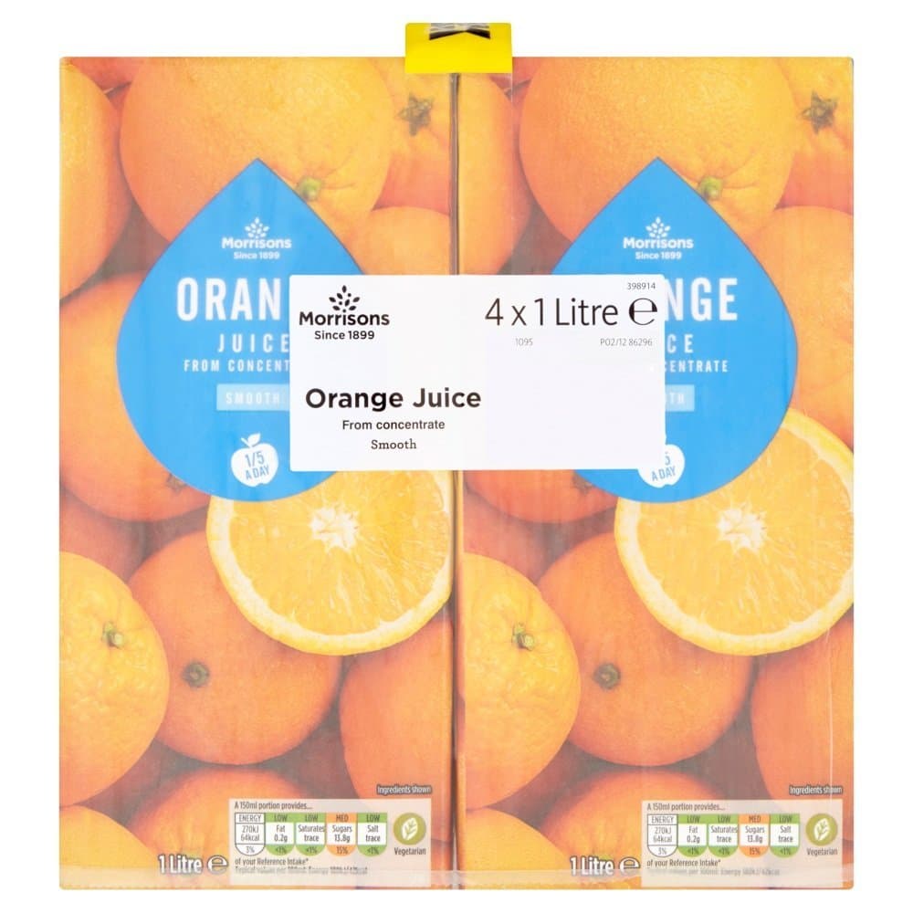 Morrisons Orange Juice from Concentrate Smooth, 1L X 4