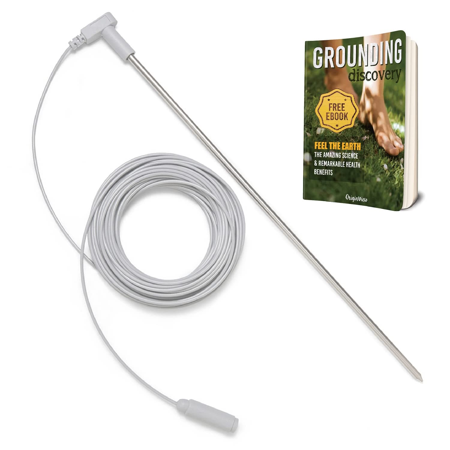 Earthing Pro Grounding Rod with 40ft Wire X1 | The Most Natural & Direct Way to Ground Yourself | Connect to grounding mat, grounding White
