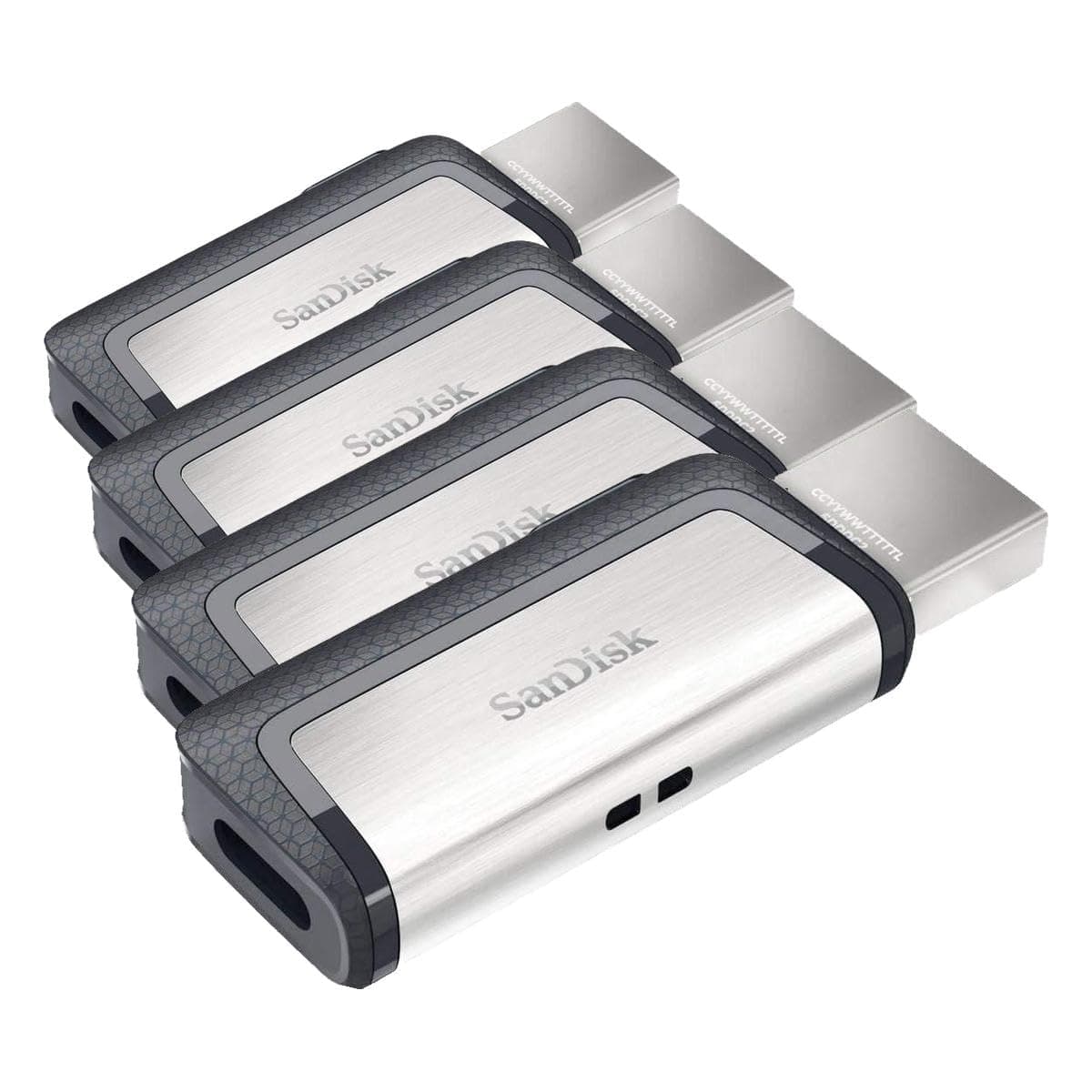 SanDisk 128GB Ultra Dual Drive USB Type-C - USB-C, USB 3.1 - SDDDC2-128G-G46, Gray (Pack of 4)