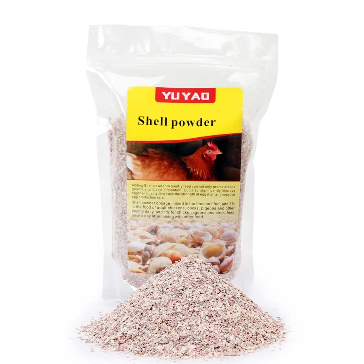 YU YAO Crushed Shells，Egg-Laying Chickens，2LB (Particles (1-2mm))