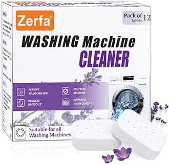 24 Pcs (21g Each, 504g Pack) Lavender-scented Washing Machine Deep Cleaner Descaler Tablets for All Front and Top Load Machines, with Descaling and Stain-Removing Power