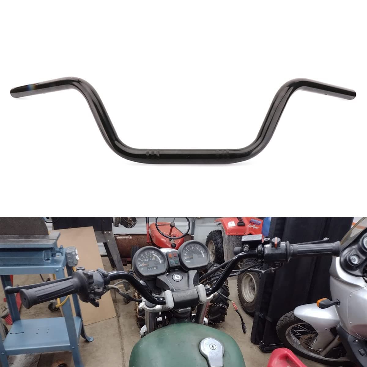 AnXin Motorcycle 7/8" Handlebars Drag High-Rise Tracker Handle Bars Universal For Sportster XL 883 1200 Custom Chopper Cruiser Bobber Softail Dyna Tour Glide Road CG125 Black