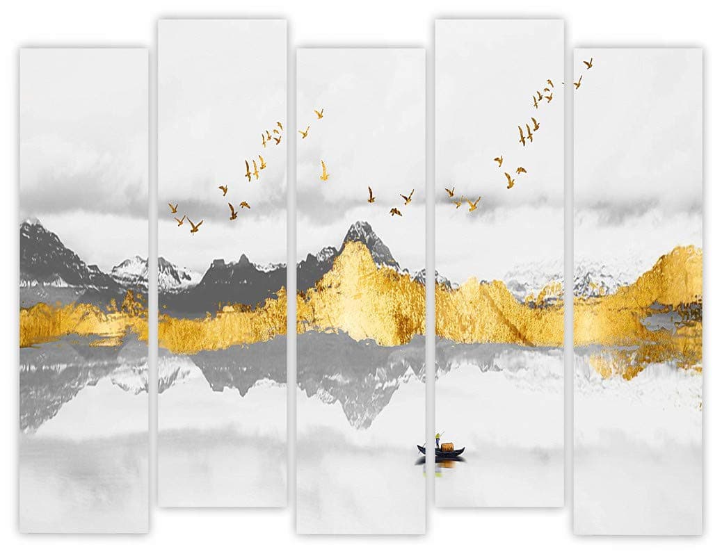 HD RAPID DESIGN Multiple Attractive Frames Split Art Texture MDF Wall Painting, Multicolour Wall Art Panels UV Paintings for Home Decorations, Bedroom, Kitchen, Living and Drawing Rooms - 5 Frames