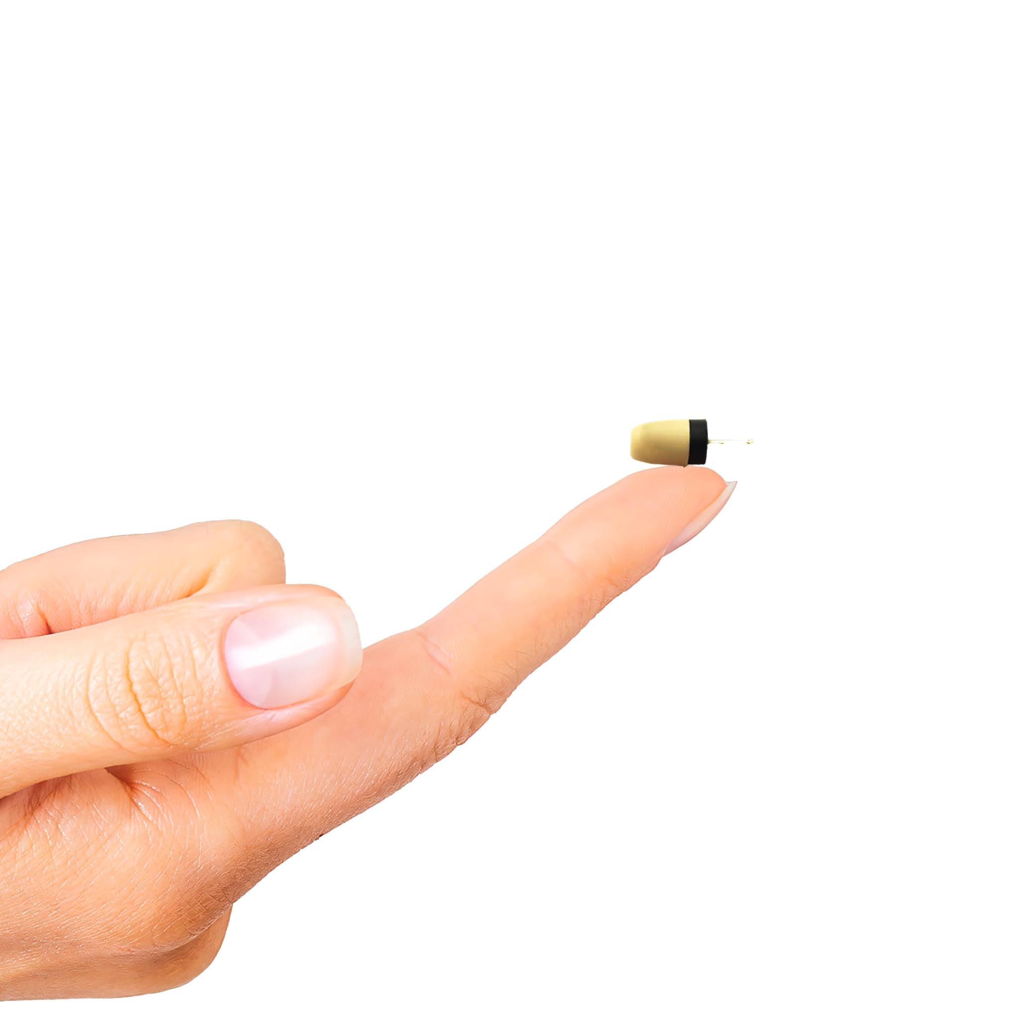 Mini Hidden Spy Earphone | in-Ear Wireless Earpiece with Microphone | Covert Communication Receiver | Compatible with iPhone & Android | MP3 & FM Radio | Beige