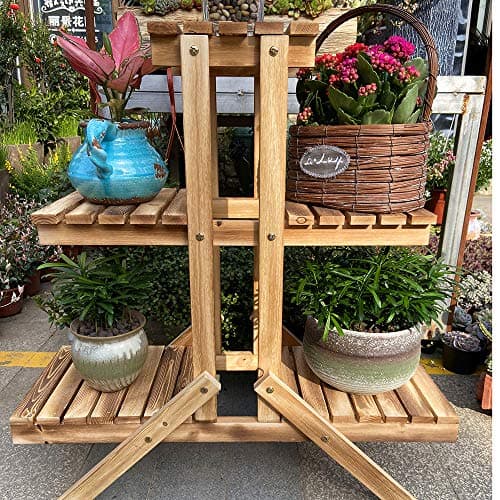 Simhoo Pine Wooden Plant Stand Multi Layer Flower Pot Shelf/Shelving Rack Indoor and Outdoor Plant Holder Display in Garden Balcon Patio or Livingroom