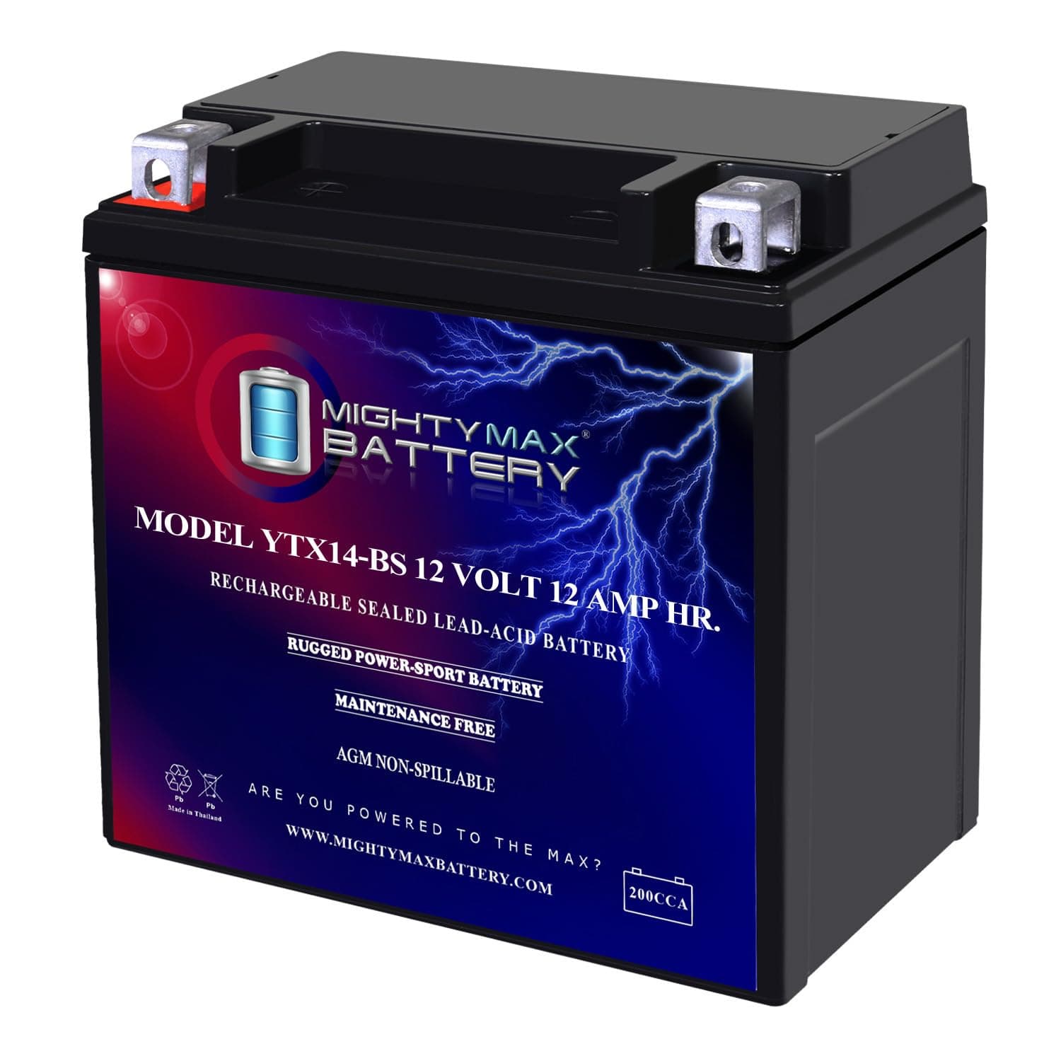 Mighty Max Battery YTX14-BS Replacement for ATV HONDA TRX 500 Rubicon Foreman Rancher