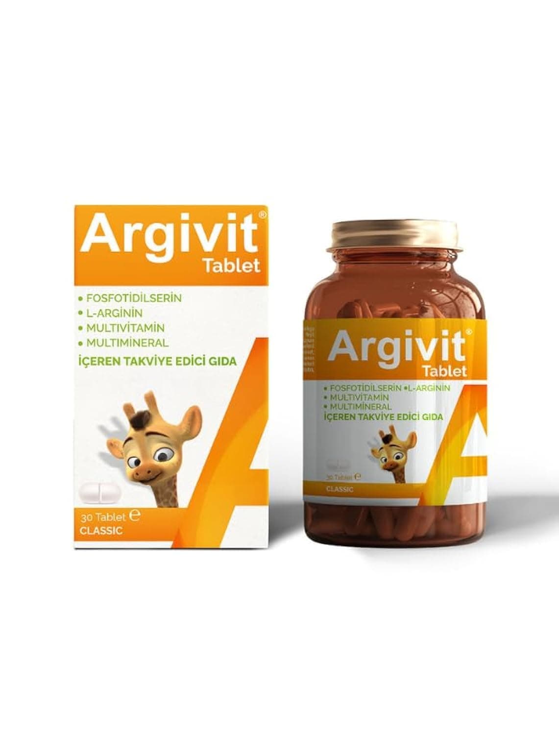 Classic 30 Tablets (Bundle of 2 Pack Bottles) - 2 Packs of Argefit Fox 60 Tablets Height Increase Tablets