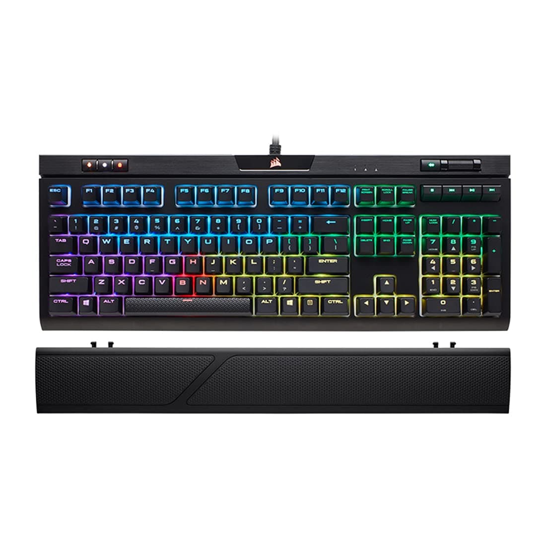 New Ergonomic Memory Foam, Polyester Wrist Rest for Corsair K70 RGB MK.2 Mechanical Gaming Keyboard (Black, Minimalist Style)