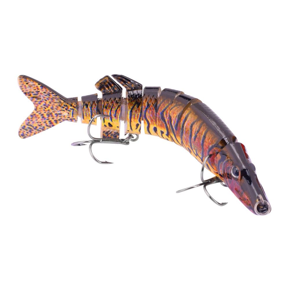 BOMSO Multisection Series 1pc 5in 0.7oz Lifelike Multi Jointed 8 Segement Swimbait Crankbait Hard Bait Pike Muskie Fishing Lure Fish Artificial Bait Treble Hook