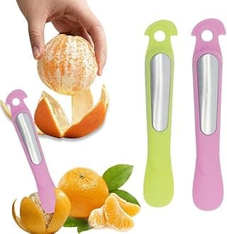 Orange Peeler Tool, Double-Ended Citrus Peeler, Plastic Blade & Handle, Green, Pink