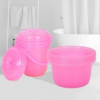 Kuber Industries Set of 8 Bathroom Combo Set | Bathroom Set | 4 Piece Tub-25 L & 4 Piece Bucket-13 L Bathing Set | Modern Bathroom Accessories Set | Transparent Pink