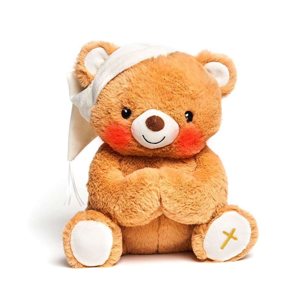 Paws for Prayer Bear | Animated Singing Bear Stuffed Animal Plush Toy Prays Lights Up and Sings He's Got The Whole World in His Hands, 10 inches
