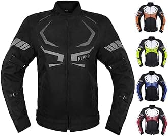 ALPHA CYCLE GEARMOTORCYCLE JACKET MENS CE ARMORED BIKERS RIDING RACING WATERPROOF ALL SEASON JACKET (BLACK, MEDIUM)