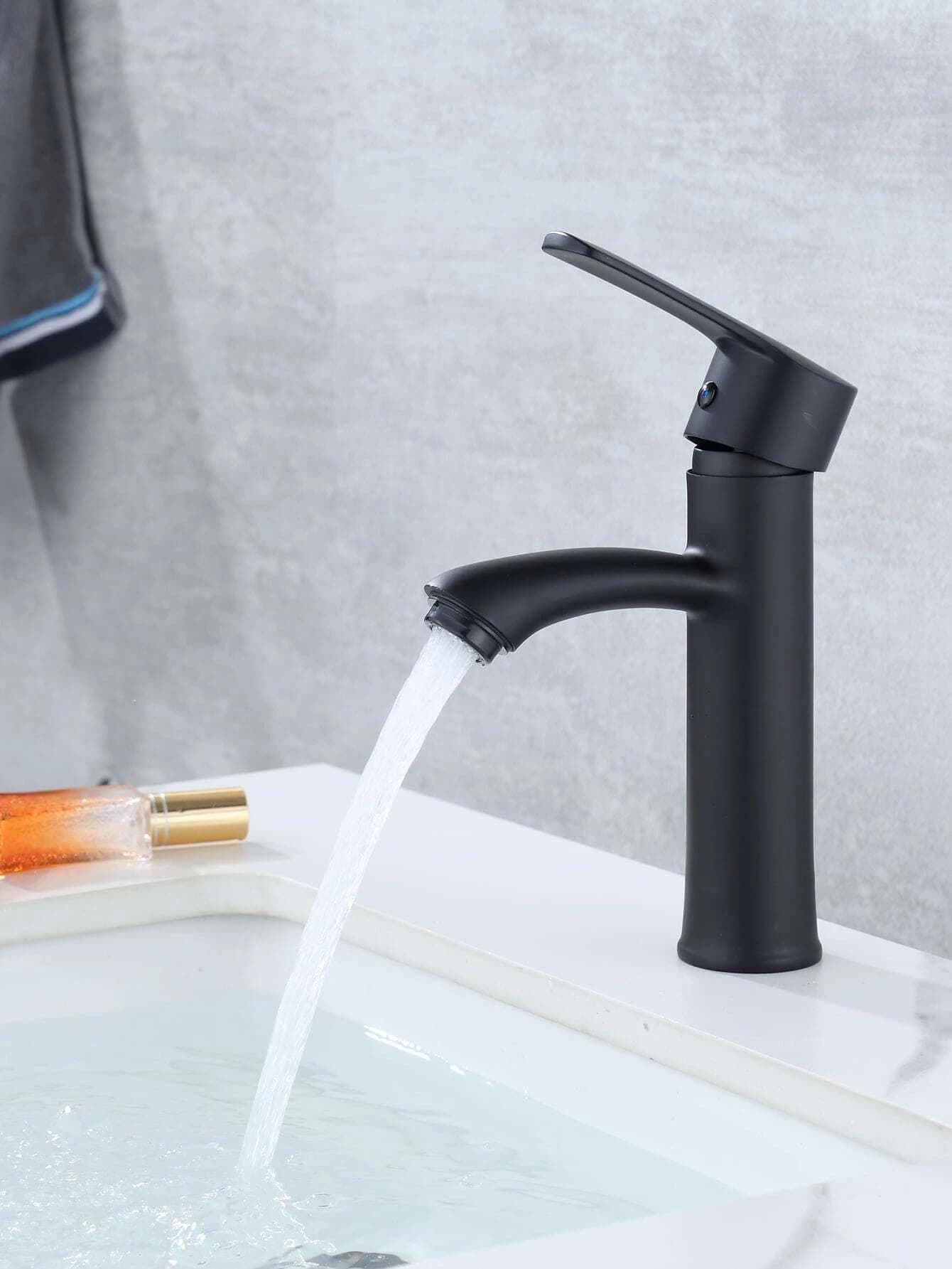 Wash Basin Taps | Black tap for wash Basin,Single Lever Pillar tap for wash Basin | Hot & Cold Single Lever Faucet - 7 Inch Height (Black)